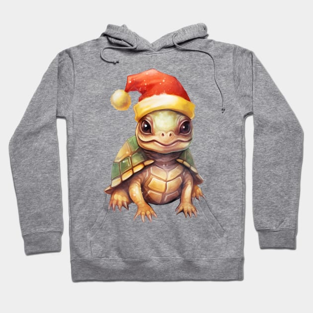 Eastern Box Turtle in Santa Hat Hoodie by Chromatic Fusion Studio